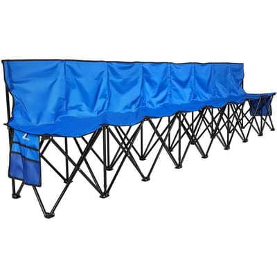 Banc pliant portable, Banc de football pliant 8 places avec poches latérales et sac de transport, Siège léger de bord de touche avec dossier pour le football,