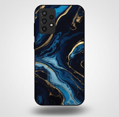 Smartphonica Telefoonhoesje voor Samsung Galaxy A72 met marmer opdruk - TPU backcover case marble design - Goud Blauw geschikt voor Samsung Galaxy A72