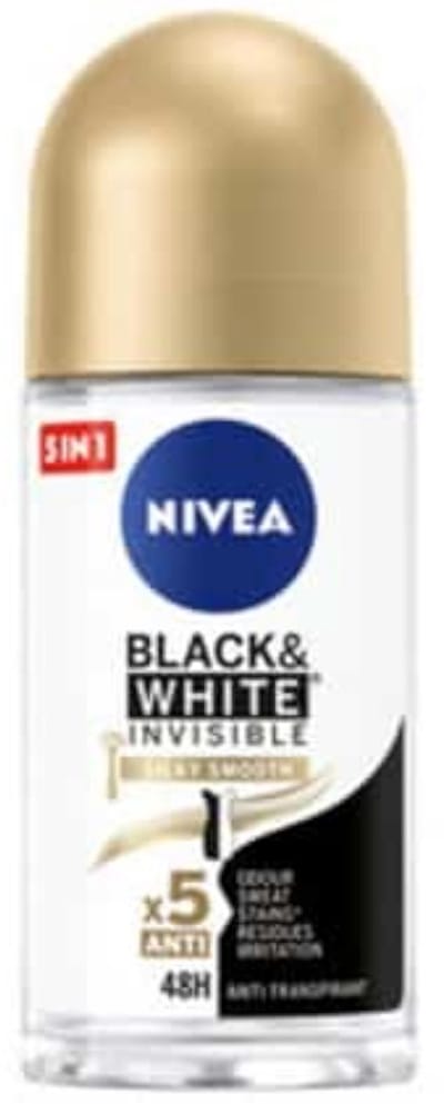 Nivea Deodorant Roller Black & White Silky Smooth - 50 ml