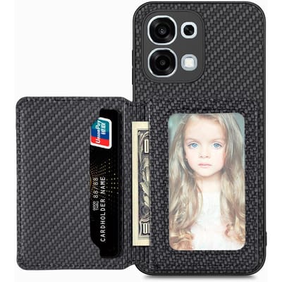 Voor OPPO A6 Pro Magnetische Portemonnee Kaarthouder Lederen Hoesje Voor OPPO A6 Pro Koolstofvezel Flip Leer Magnetische Stand Cover For OPPO A6