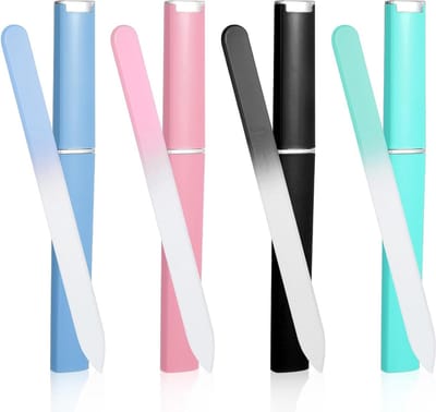 Professionele Glazen Vijl Set van 4 Stuks met Dubbelzijdige Crystal Oppervlakte voor Manicure en Nagelverzorging voor Vrouwen