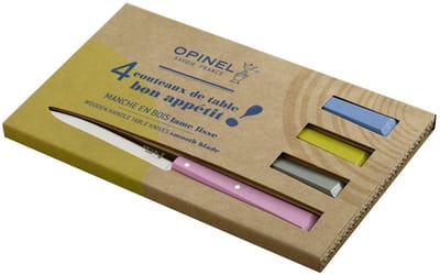 Opinel N°125 Bon Appétit Campagne Tafelmessenset - 4-delig - Multicolor - Beukenhout - RVS - Bestek - Steakmes