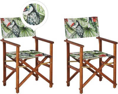 CINE - Tuinstoel set van 2 - Donkerbruin/Gebroken wit - Polyester