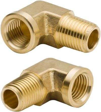90° Messing Knie Koppeling 1/2" NPT Mannelijk x 1/2" NPT Vrouwelijk – Gesmede Pijpfitting – Set van 2 Stuks