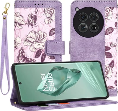 Hoesje geschikt voor OnePlus 12 - Techsuit FlipCraft Book Wallet Case met koord - Mysterious Purple