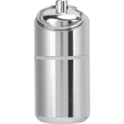 Aluminium Sleutelhanger Tablet Opbergdoosje met Ophangring Waterdicht Buiten Mini MedicijnflesjeZilver