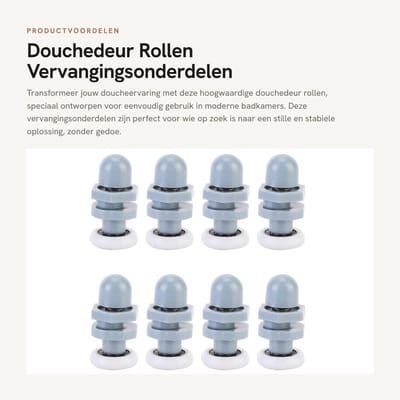 Dailygoods- Douchedeur Rollen Eenvoudige Installatie - Geluidsloze Rollen - Slijtvast Materiaal - Stabiele Beweging - Geschikt voor Douchecabines - Professionele Installatie Aanbevolen - Deurrad
