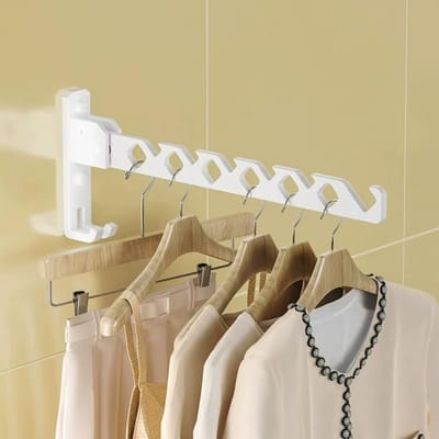 Actie4you® - Kledinghaak - Inklapbaar - 35 cm - Muurbevestiging - Wandhaak - Kapstok - Kledinghanger- Droogrek – Wit – 1 Stuk