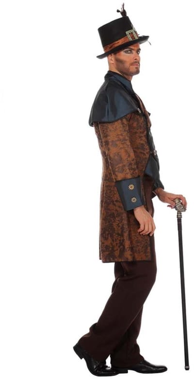 Wilbers & Wilbers – Steampunk Kostuum Heren Blauw-Bruin met Jas en Broek - Maat 64