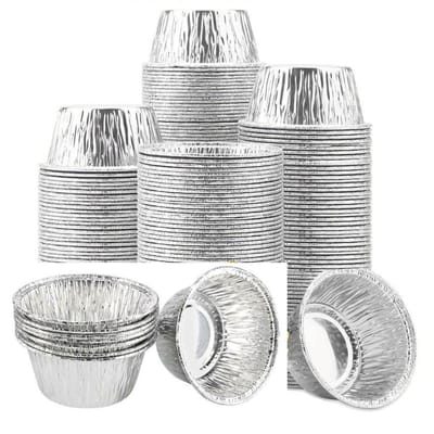 Ramequin van hoogwaardig aluminium, recyclebaar, 100 stuks, wegwerpvorm en herbruikbaar, 150 ml, hittebestendig, ideaal voor bakken, gemakkelijk te reinigen