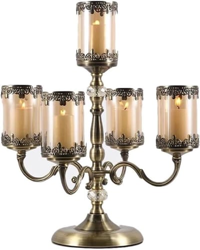 Kandelaar - Kaarsenhouder - Decoratie Huis - 5-armig - N.v.t. - Antiek Brons