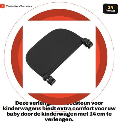 Dailygoods - Verlengbare Voetsteun Accessoires voor Kinderwagens, Zwart