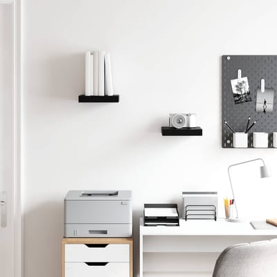 vidaXL - Wandschappen - zwevend - 2 - st - 23x23,5x3,8 - cm - MDF - hoogglans - zwart