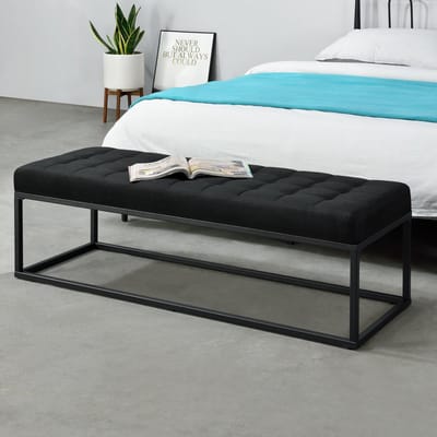 Bankje halbank stof 120x40x38 cm zwart