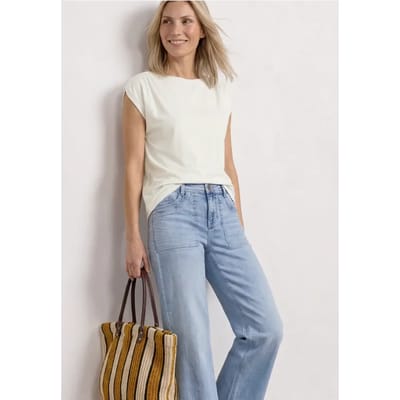 Shirt met overhangende schouders en rimpels