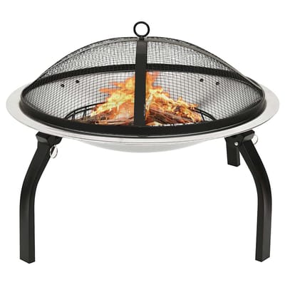 vidaXL - Vuurschaal - en - barbecue - 2-in-1 - met - pook - 56x56x49 - cm - rvs