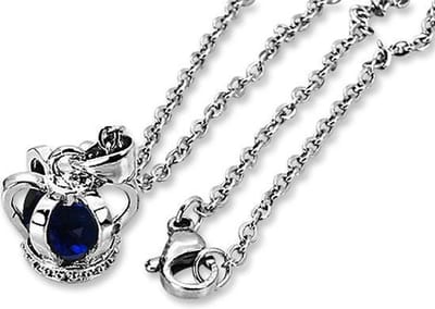 Amanto Ketting Dano Blue - Dames - 316L Staal - Zirkonia - Kroon - 13 x 11 mm - 49 cm
