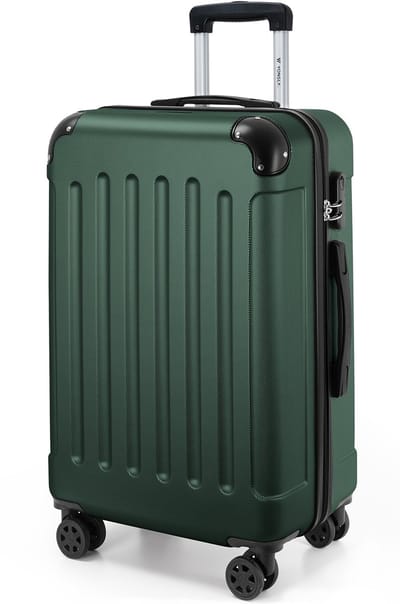 YONSLY Handbagage Koffer - 66cm - 66 L - Cijferslot- 360° Draaibare Wielen - Trolley- 66 x 43 x 26 cm - Donkergroen