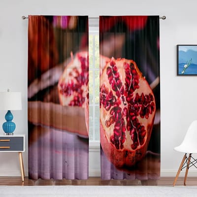 Granaatappel Vruchtenpatroon Transparante Voile Gordijnen voor Woonkamer Slaapkamer Keuken Decor Modern Transparant Tule Raamgordijnen 1 PCS W100XH250cm&Grommet Top