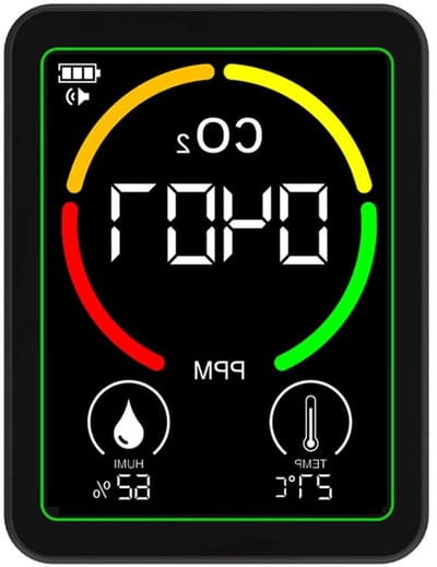 Luchtkwaliteitsmeter - CO2 detector - Binnenlucht meten - 3-in-1 meting - 15 x 11 x 5 cm - Zwart