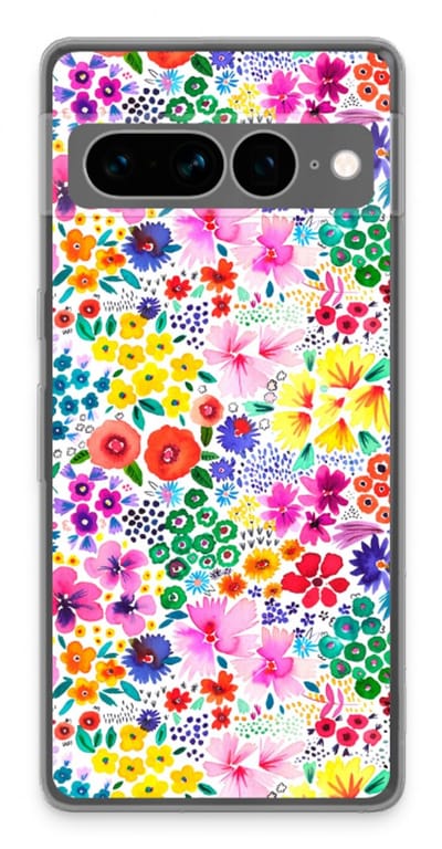 Case Company® - Hoesje geschikt voor Google Pixel 7 Pro hoesje - Little Flowers - Soft Cover Telefoonhoesje - Bescherming aan alle Kanten en Schermrand