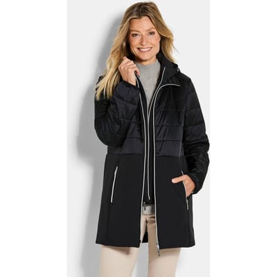 Doorgestikte mantel met softshell-inzet - zwart - Gr. 19 van Goldner Fashion