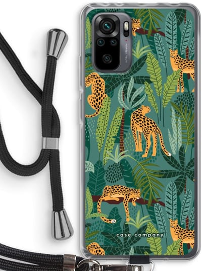 Case Company® - Hoesje met koord geschikt voor Xiaomi Redmi Note 10 Pro hoesje met Koord - Luipaard 2 - Telefoonhoesje met Zwart Koord - Bescherming aan alle Kanten en Over de Schermrand
