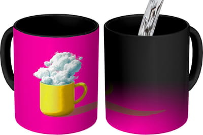 Magische Mok - Foto op Warmte Mokken - Koffiemok - Mok - Wolken - Roze - Minimalitisch - Magic Mok - Beker - 350 ML - Theemok