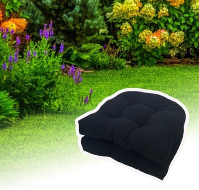 Zitkussens Tuinstoel - Buitenkussens Stoel - Buiten Zitten - Waterafstotend Materiaal - 48x48x10cm - Zwart