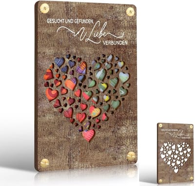 Houten Geldgeschenk - Bruiloft Kaart - Cadeau Overhandigen - Hartvormig Design - 16 x 11 cm - Houtkleur