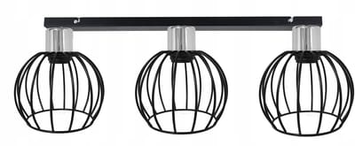 Chromen Plafondlamp Loft Stijl met 3 Zwarte Bollen E27