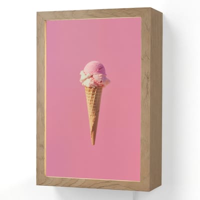 Wandlamp 20x30 cm - Oplaadbaar - Hoorntje - Schepijs - Roze - Wandlampen binnen woonkamer - Slaapkamer lamp met kabel - Decoratieve nachtlamp - Vloerlamp snoer