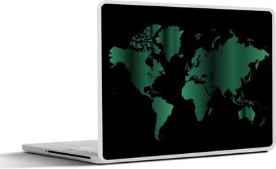 Laptop sticker - 15.6 inch - Wereldkaart - Roze - Glans - 36x27,5cm - Laptopstickers - Laptop skin - Cover