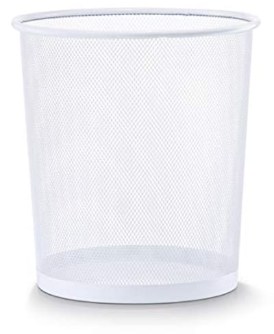 Witte prullenbak van stalen vlechtwerk - Ø 26 cm, hoogte 28 cm - Ronde afvalemmer voor huishouden en kantoor