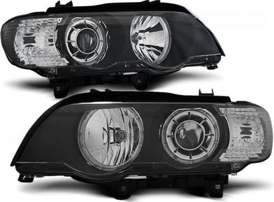 Koplampen Xenon BMW X5 E53 09 99-10 03 LED ANGEL EYES ZWART