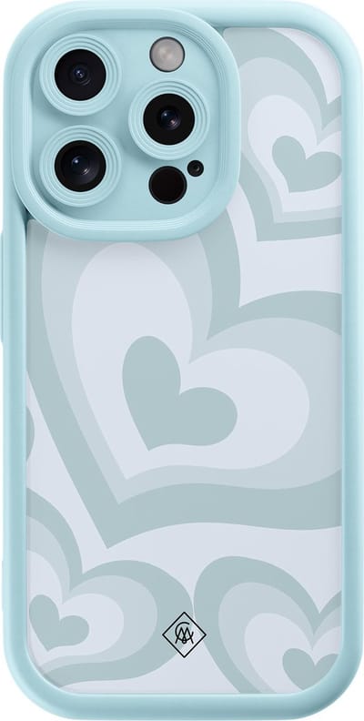 Casimoda® hoesje - Geschikt voor iPhone 15 Pro - Hart Blauw - Effen telefoonhoesje met lensbescherming - Siliconen/TPU - Backcover - Blauw