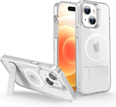 Casify Doorzichtig Kickstand Hoesje geschikt voor MagSafe iPhone 15 Plus Hoesje - Transparant