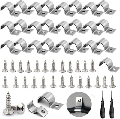 Solidchoice - Set van 25 RVS Kabelclips met Diverse Diameter