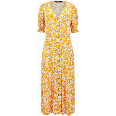French Connection Vee Button-thru M Saffron / White Größe: 8 | Blusenkleider Outlet | Damen | Orange