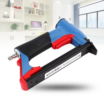 ELVENTO Nietpistool pneumatisch - Lucht tacker - Nietmachine - Staple gun - 4,8 bar - 125 nieten - Achteruitlaat - Blauw/Rood