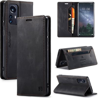 Luxe Flip Case met RFID Bescherming Kaarthouder en Magneetsluiting voor Xiaomi 12 Pro _ Zwart