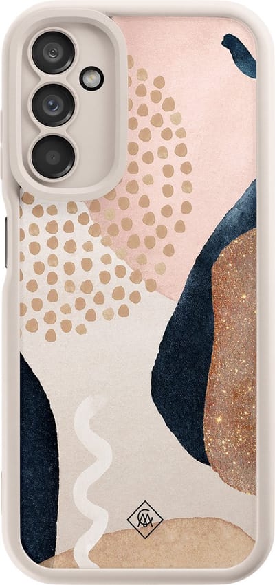 Casimoda® hoesje - Geschikt voor Samsung Galaxy A14 5G - Abstract Dots - Zwart TPU Backcover - Geometrisch patroon - Bruin/beige