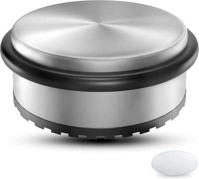 deurstopper roestvrij staal [1 stuk] + 1 extra wand deurstopper - Premium deurstopper zonder boren 1,1 kg - Zware deurstopper voor op de vloer - 10x4,5 cm deurstopper