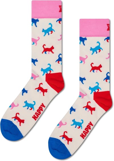Happy Socks Kitten Love Sock - unisex sokken - wit - Unisex - Maat: 36 - 40