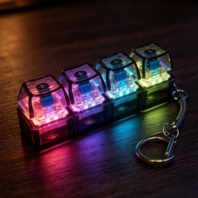 Draagbare LED Verlichte Sleutelhanger Fidget Speeltje Klikbare Knop Toetsenbord Ontwerp voor Stress Angst Verlichting Bureau Decoratie Leuk Cadeau#