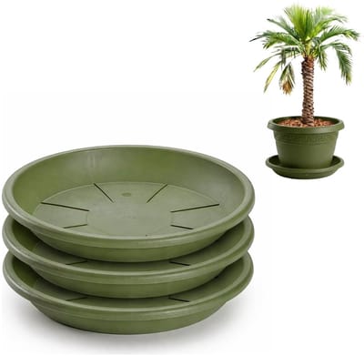 Plasticforte plantenpot onder schotel / opvang schaal - 3x - groen - dia 54 cm - Kunststof - voor een pot met dia 65/70 cm