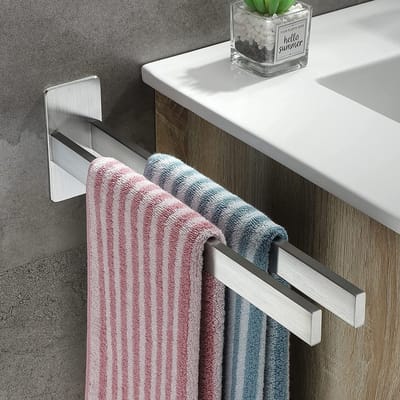 Handdoekenrek Roestvrijstaal - Badkamerhouder Keukenrek - Ruimte Besparen - Zelfklevend Borenloos - 39 cm Lengte - Zilverkleurig