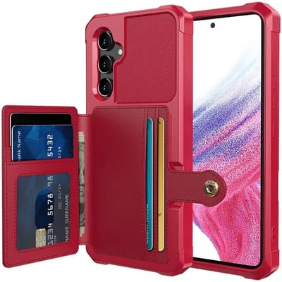 Portemonnee Hoesje Geschikt voor Samsung Galaxy A54 - Back Cover met Pasjeshouder - Telefoonhoesje voor Pinpas - Kaarthouder op Achterkant - Case met Magneet voor Auto Houder Rood