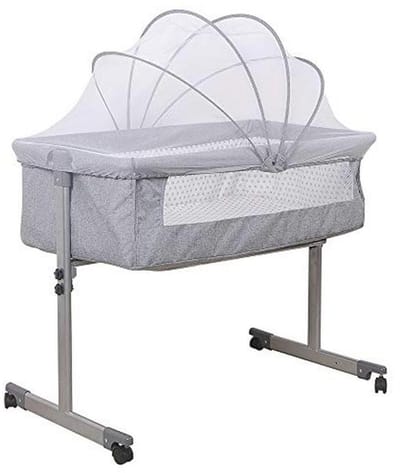 Reiswieg met Muggennet en Wieltjes voor Baby | Draagbaar Babybed met Comfortabel Matras