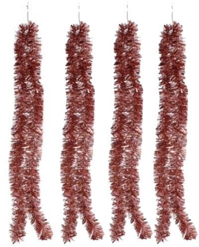 Gerimport Kerstslinger - 4x - rose goud - folie lametta - 180 x 7 cm - kerstboom versiering